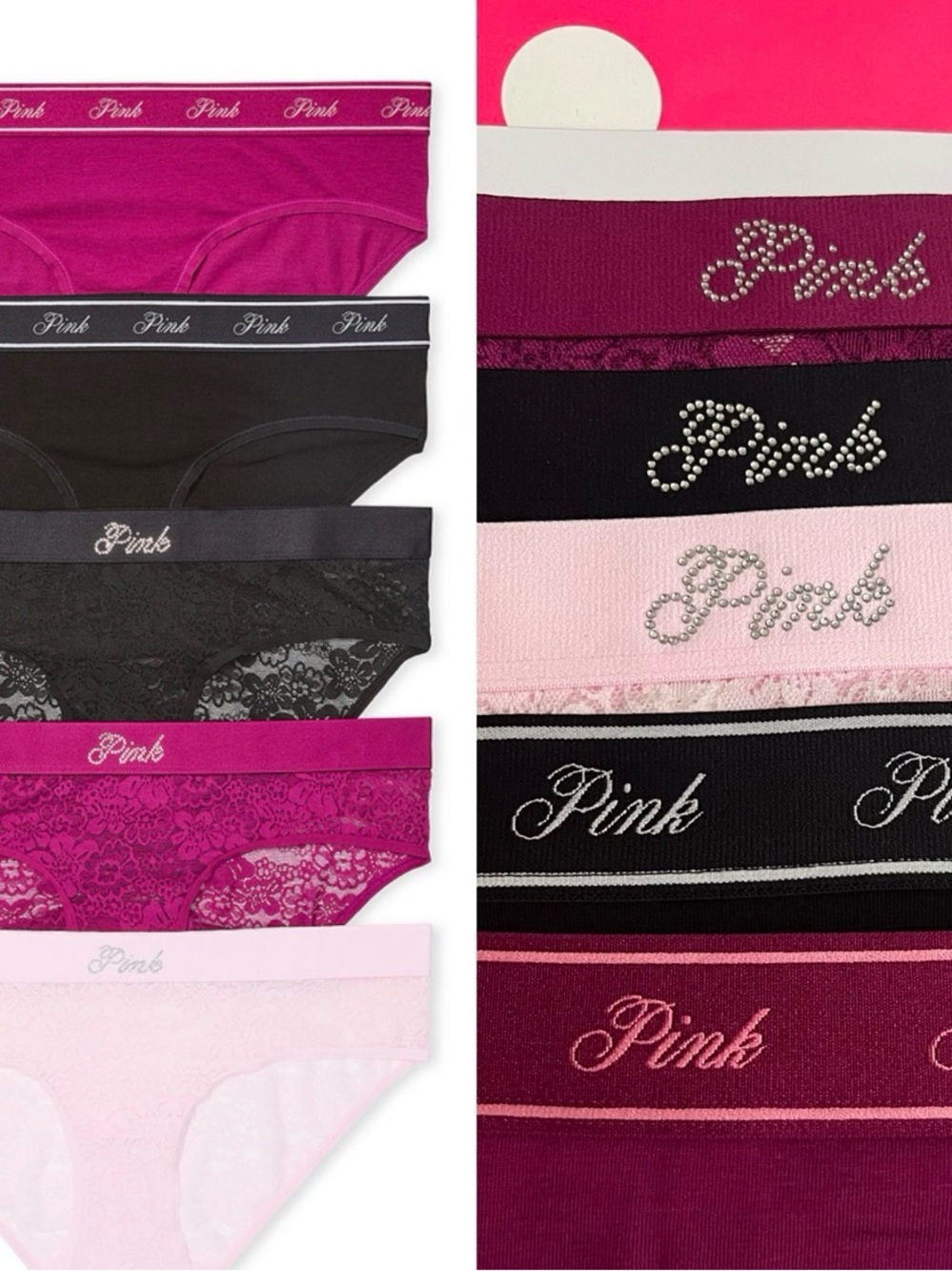 PINK Victoria's Secret Lace & Cotton Bikini Panty Pack - Multi-Color